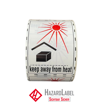 Versandaufkleber Keep away from heat, 74x105 mm, PE-Folie